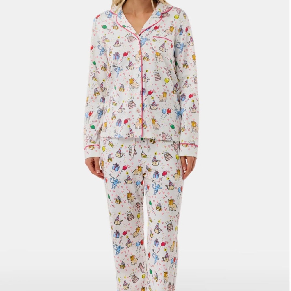 Roller Rabbit Birthday Bonanza Long Sleeve Polo Pajamas